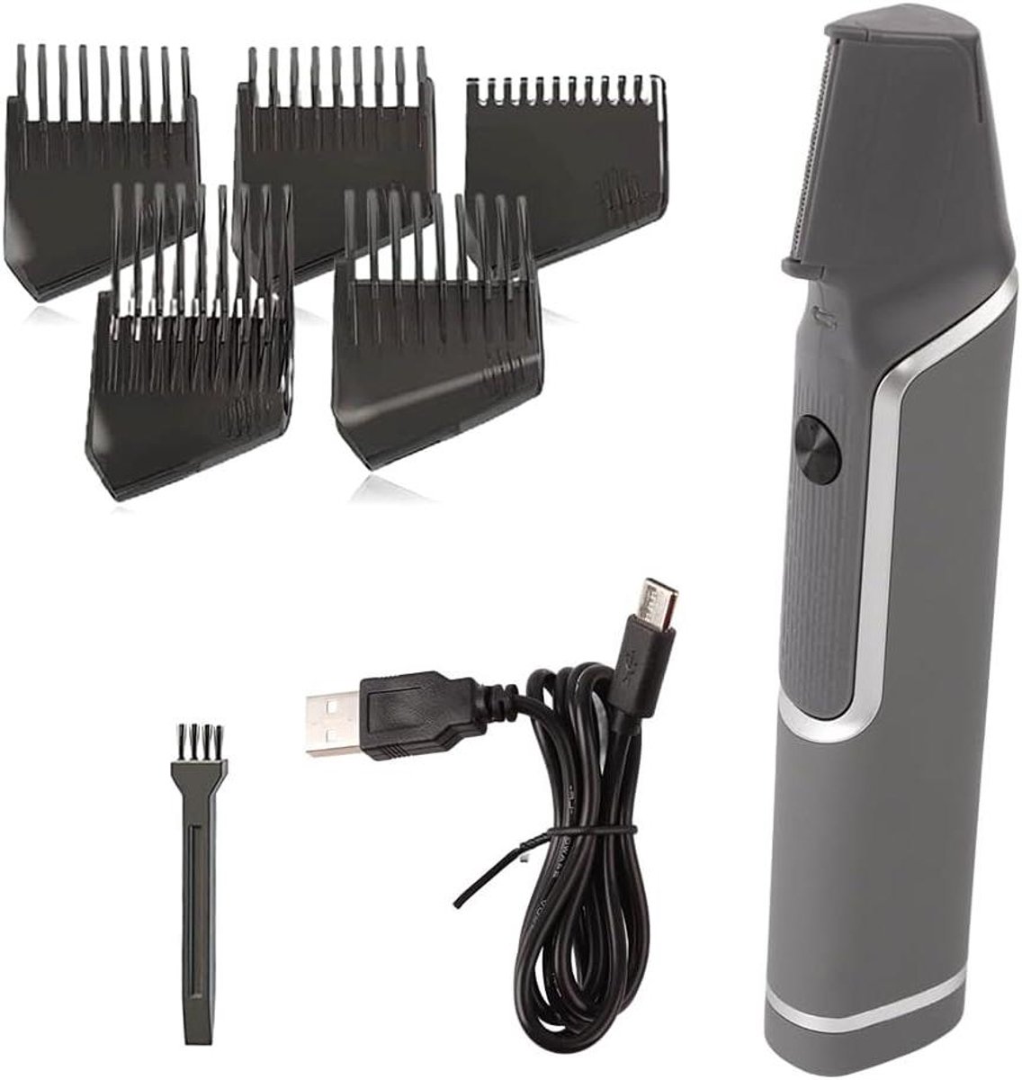 Elektrische Haar Trimmer - Body Groomer Verzorgingstool - Persoonlijke Verzorging - 5-in-1 Functies - 35 mm Handgreep - Grijs