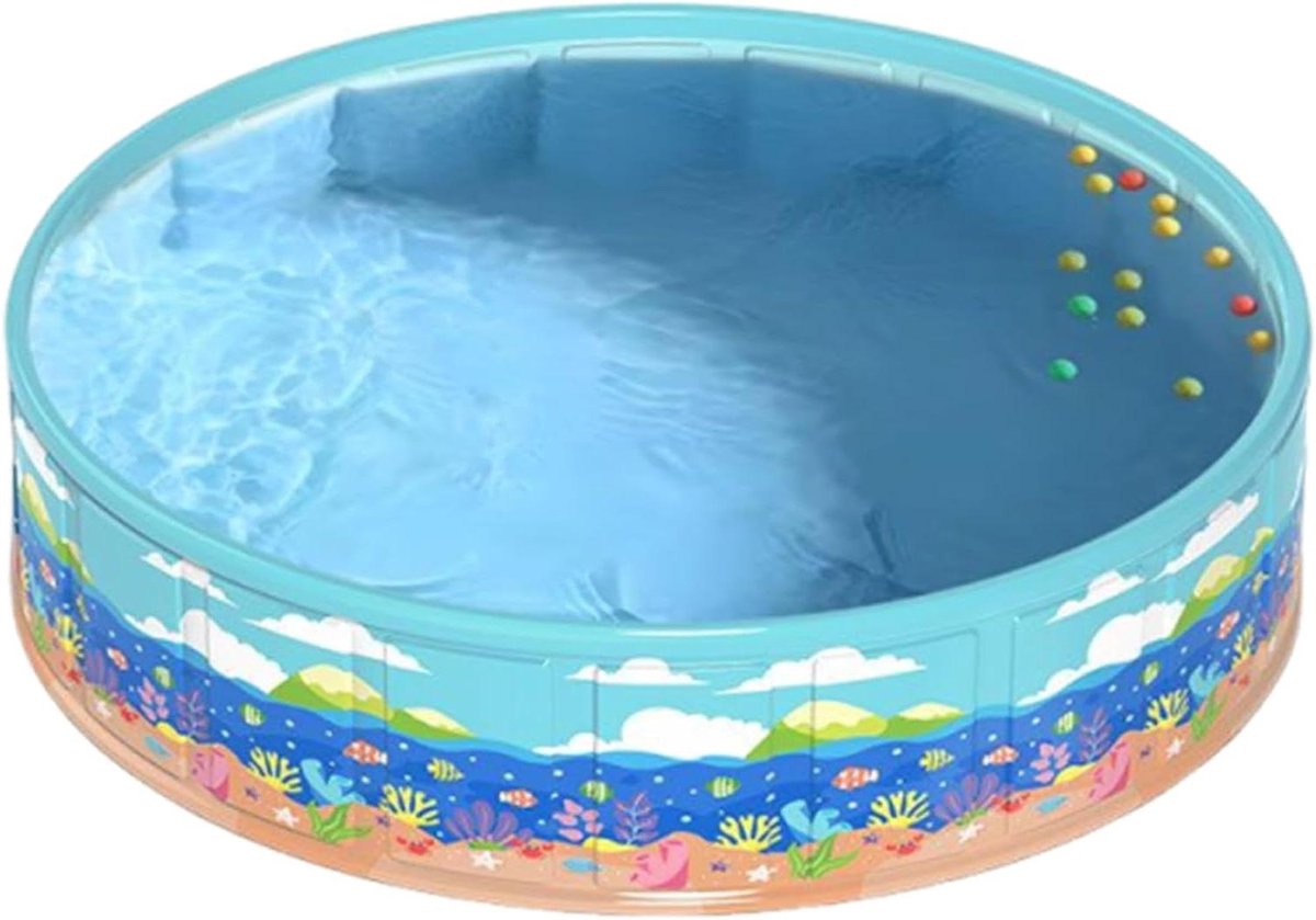 Opblaasbaar Zwembad Kinderen - Peuterbadje Opvouwbaar - Waterspelletjes Buiten - Zonder Luchtpomp - 120 x 45 cm - Blauw