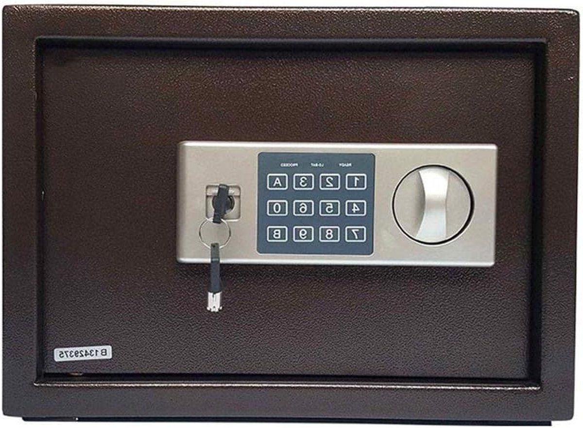 Digitale Kluis - Elektronische Stalen Brandkast - Waardevolle Spullen Opbergen - Numeriek Toetsenbord - 35x20x25cm - Zwart