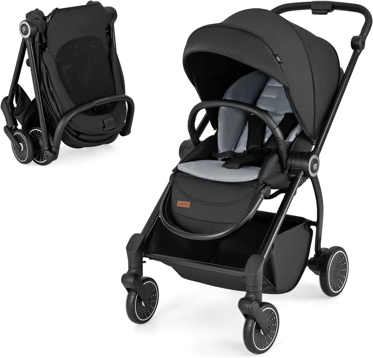 Duo Kinderwagen - Babybuggy Reiswieg - Veilig Vervoer - Omkeerbare Zitting - 8.4 kg - Zwart
