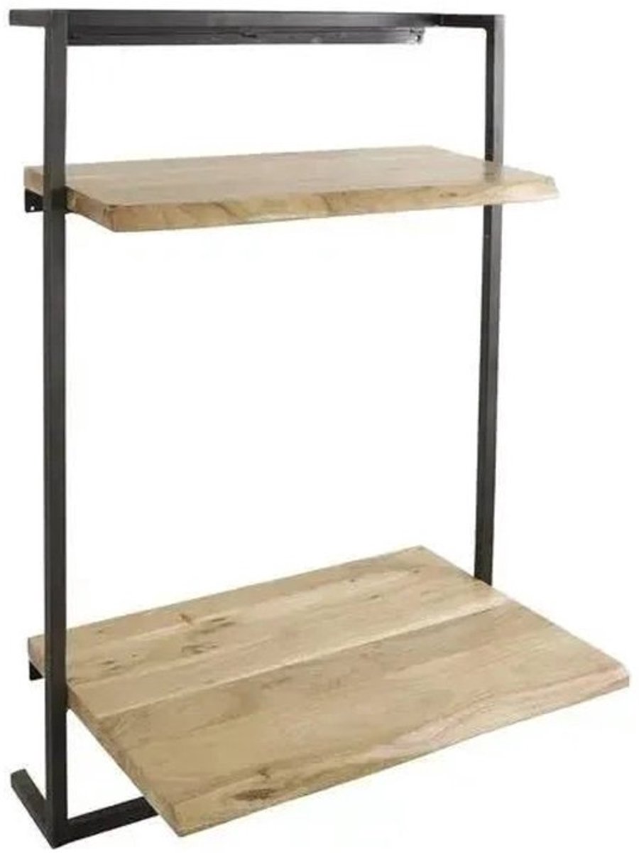 Zwevende Wandplank - Zwevend Bureau Wand Bureau (100 cm x 45 cm x 65 cm) - Hout Boomstam Boekenplank met lades - Muurplankjes Zwevend - Muurplank Industrieel