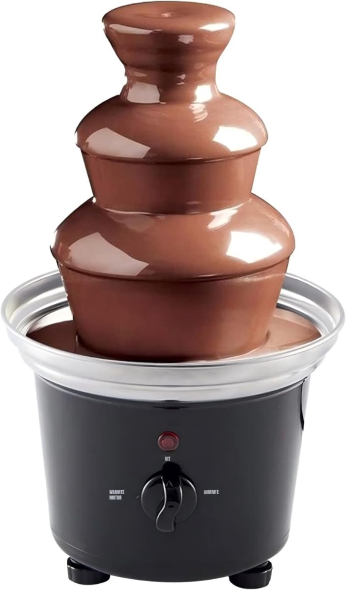 KIRA® Chocoladefontein - 3 Laags - Chocoladefontein - RVS fonteinset - Zwart - 24cm x 18cm x 18cm
