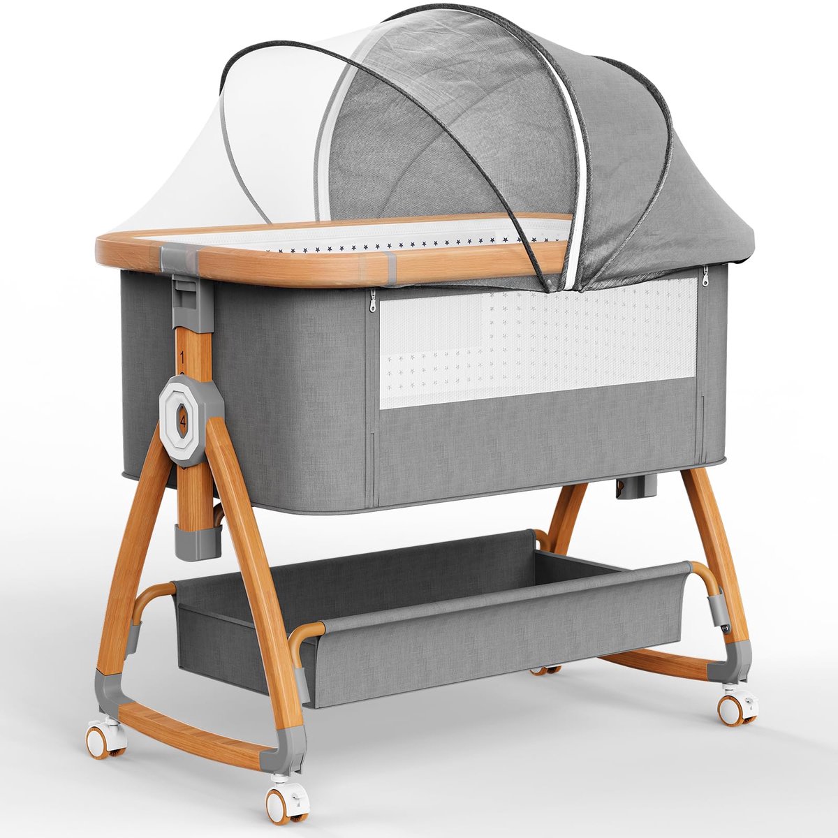 SnelShoppen - Cosleeper Babywieg 3-in-1 Cododo met 6 Regelbare Posities, 4 Blokeerbare Wielen en Zachte Matrassen, Compatibel met Diverse Bedtypes