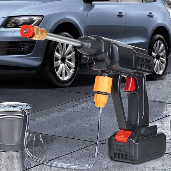 Draagbare Hogedrukreiniger - Accu Reiniger - Auto en Terras Reinigen - Verstelbaar Mondstuk - 2kg - Zwart — afbeelding 3