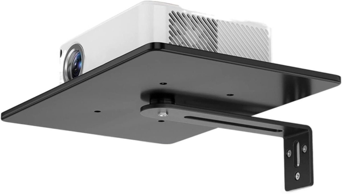 Projector Muurbeugel - Projectorstandaard Wandmontage - Thuisbioscoop Creëren - Verstelbare Hoek - Met Dienblad - Wit
