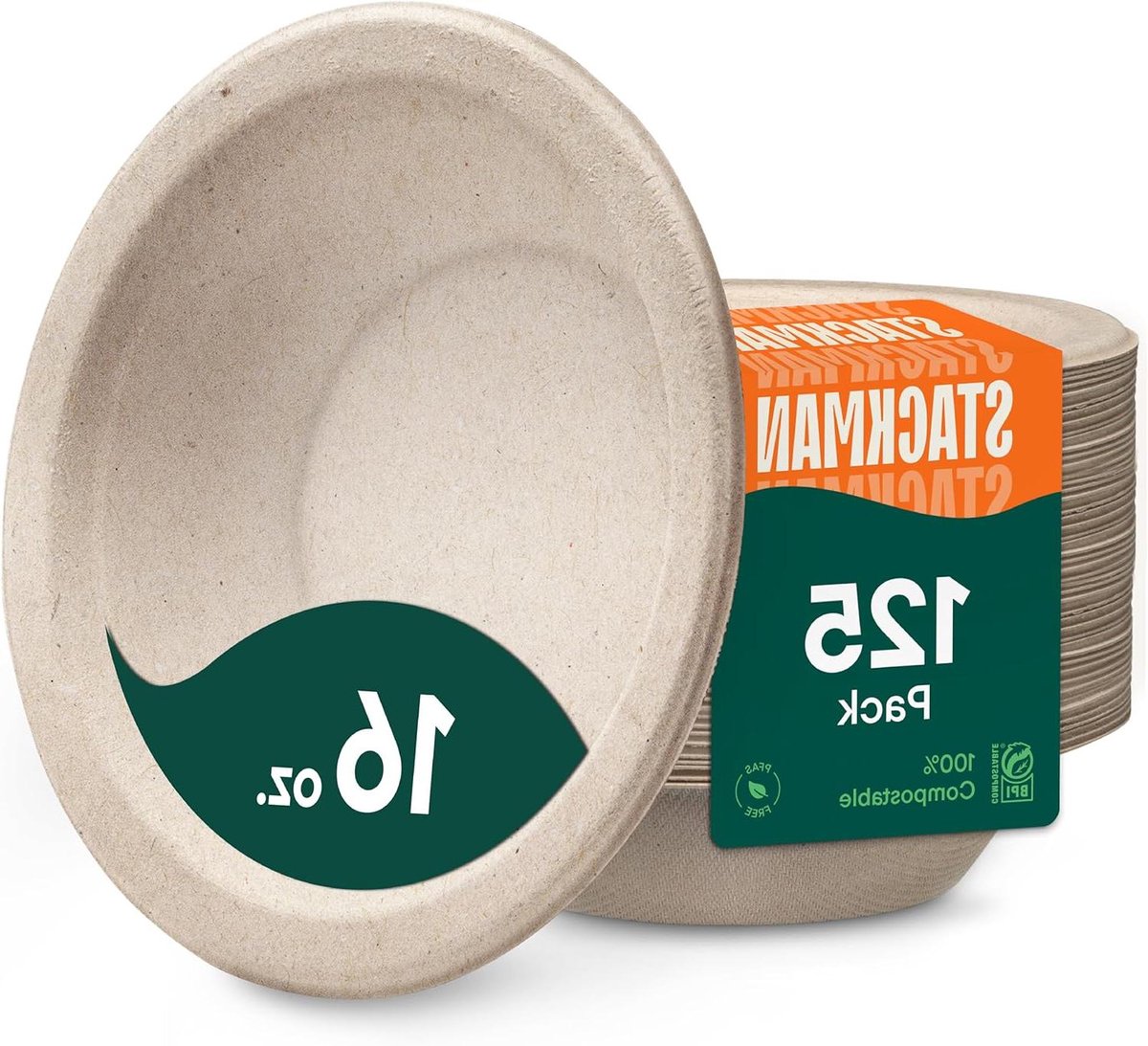 Papieren kommen - Composteerbare schalen - Maaltijden serveren - 100% suikerrietvezel - 16 Ounce - Wit