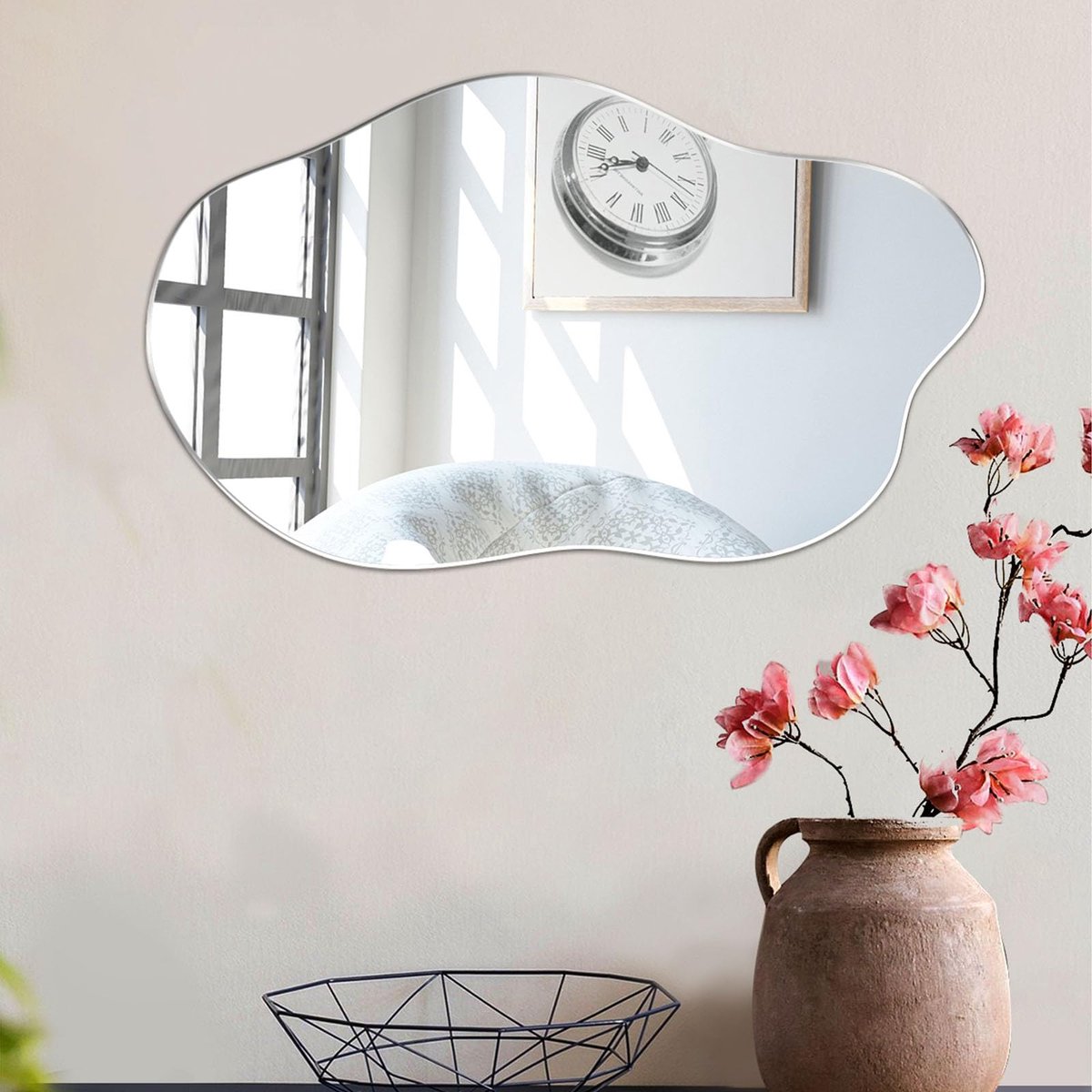 SnelShoppen - Asymmetrische Wandspiegel, Decoratieve Spiegel HD-glas, Uniek Design Tafelspiegel voor Woonkamer, Slaapkamer, Hal, Modern Interieur