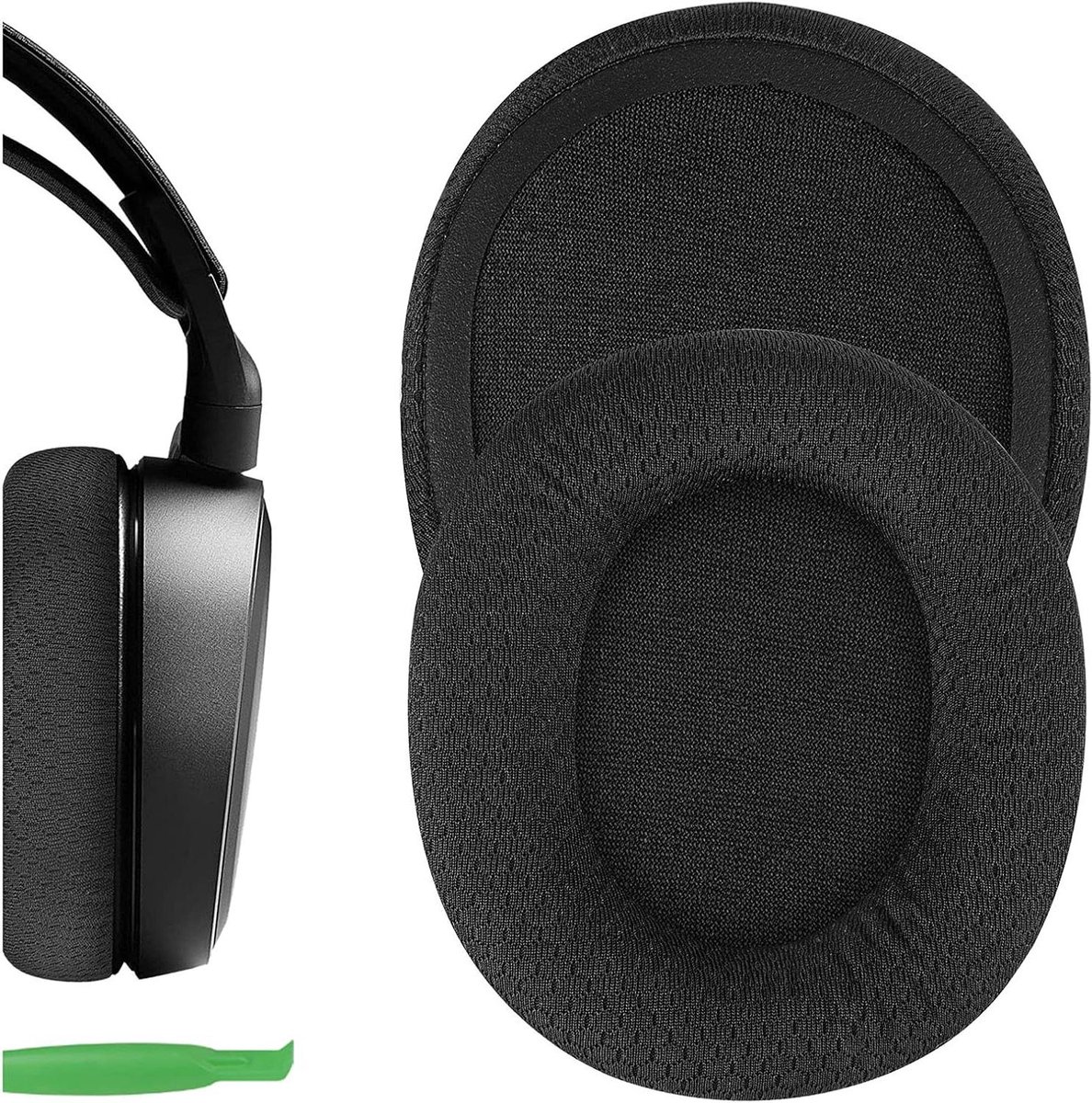 Vervangende Oorkussens - Oorschelpen Hoofdtelefoon - Hoofdtelefoon Reparatie - Mesh Stof Traagschuim - 9.5 x 8.5 x 2.2 cm - Zwart