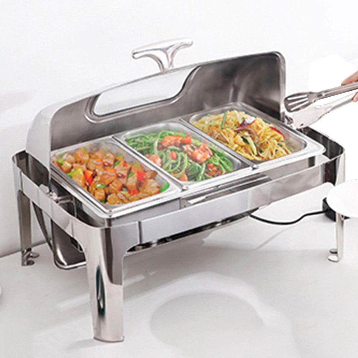 Voedselwarmer Buffetset - Schaalverwarmer Gastronorm - Eten Warm Houden - Dubbele Verwarmingsmethode - 13L - Zilver