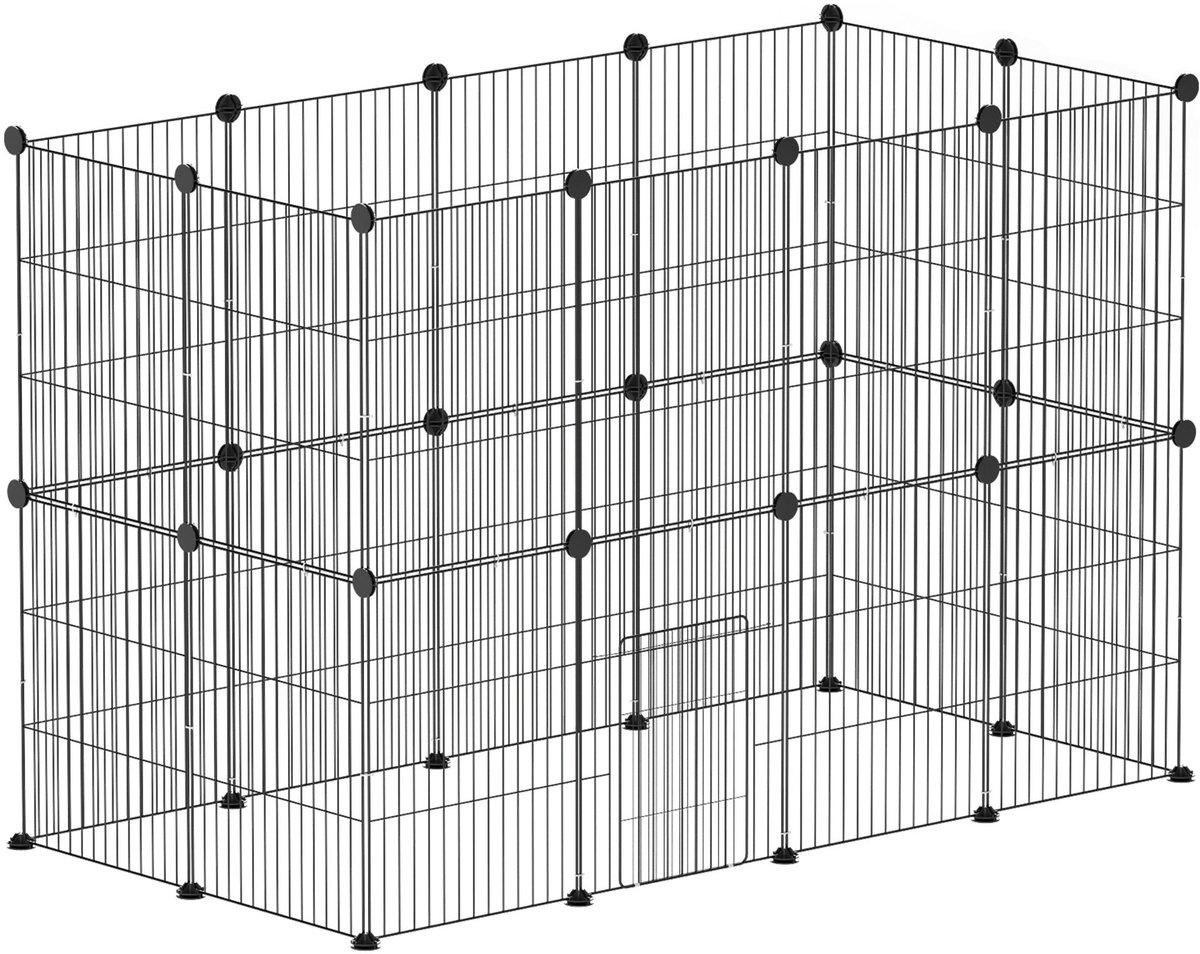 REDOM - Kleintiergehege / Freigehege - Stalen gaaspaneel met deur - Modulair ontwerp - Binnengebruik - Knaagdier - Zwart - 120 x 60 x 80 cm