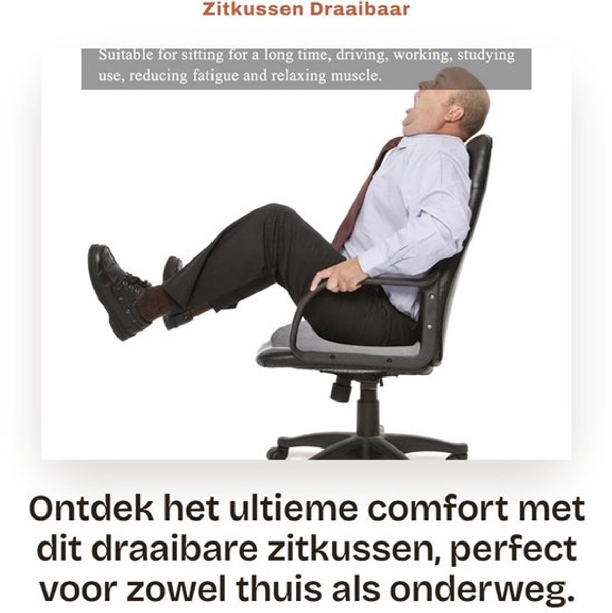 Zitkussen Draaibaar - Antislip Stoelkussen - Comfortabel Zitkussen - Ondersteuning Rugcurve - 39 cm Diameter - 150 kg Draagvermogen - Draaikussen