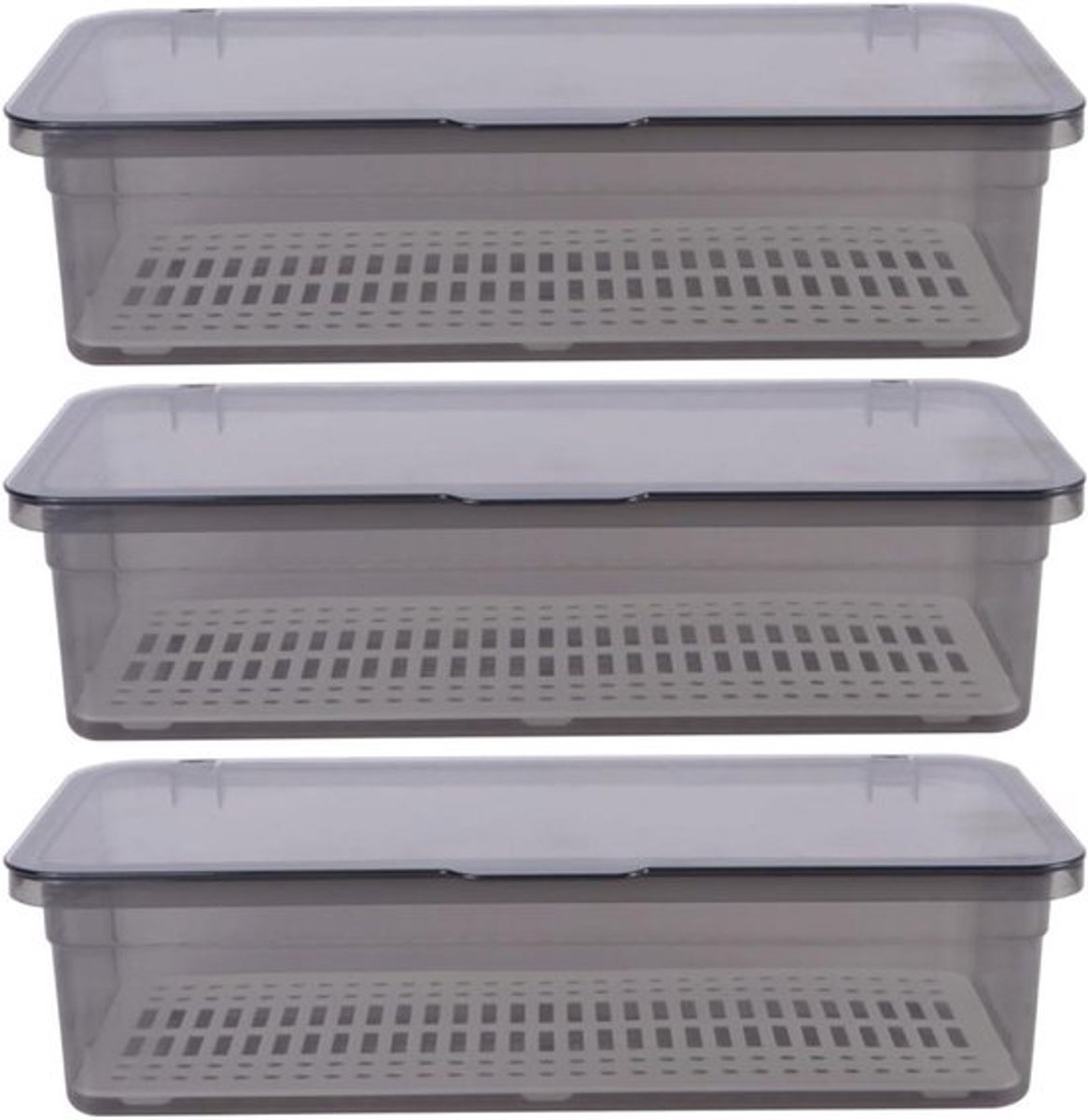 Set van 3 bestekbakken met deksel voor keukenlades - keukenorganizer met deksel - besteklade-opberger met deksel - keukenbestek-lade - werkbladopbergbak.