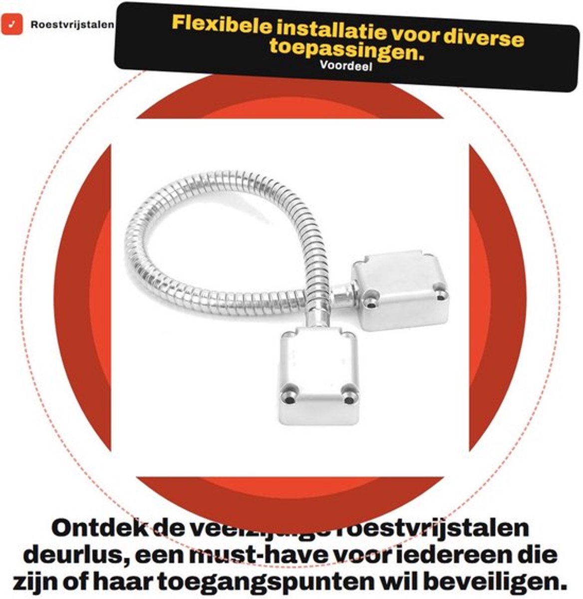 Deurlus Roestvrij staal - Draadbeschermer - Koordorganisator - Flexibel - Toegangscontrole - Beveiligingsproduct - Kabelbescherming