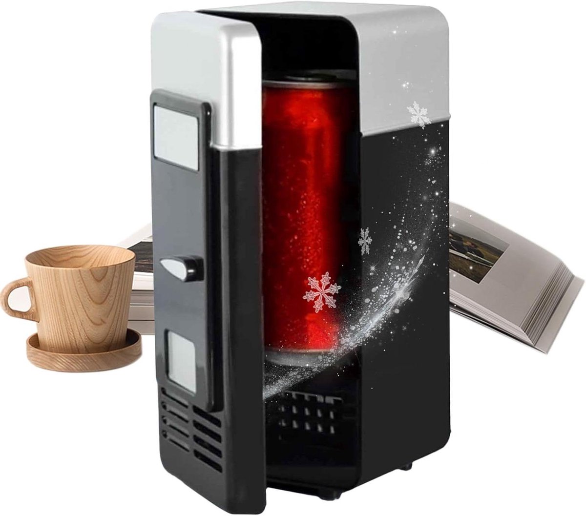 Mini Koelkast Draagbare Koeler Dranken Koelen USB Aangedreven 19.5 cm Zwart