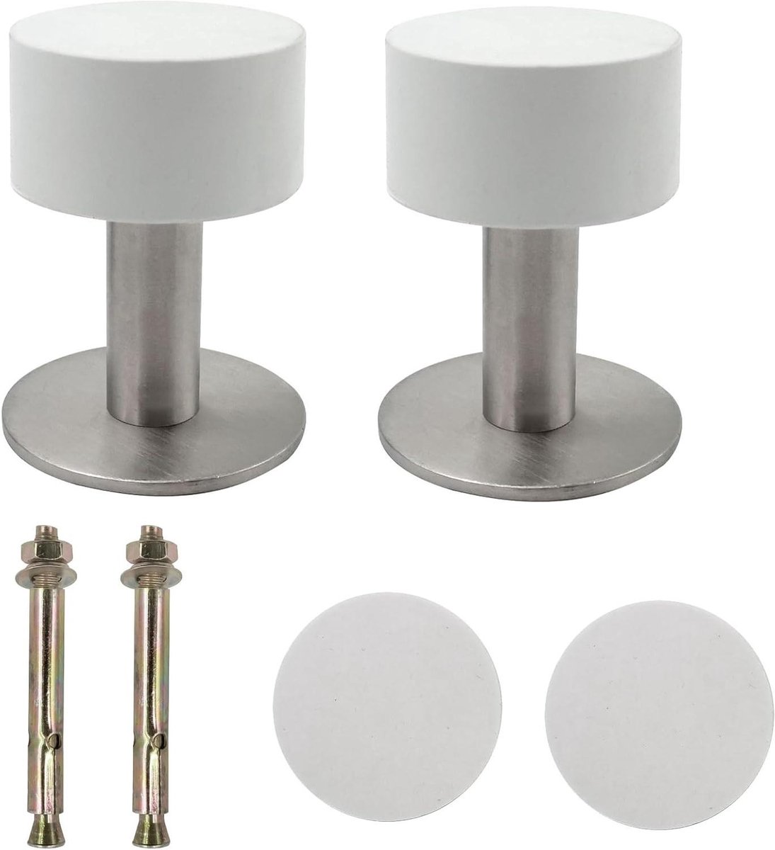 Deurstoppers - Deurbuffers Muur - Muren Beschermen - Roestvrij Staal - 6 x 4.5 x 4 cm - Zilver