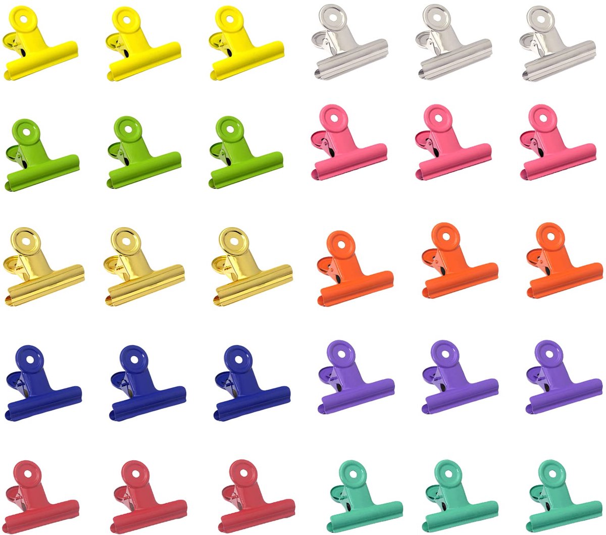Dailygoods - Kleine Bulldog Clips 22 mm 30 Stuks - Metalen Scharnier Klemmen