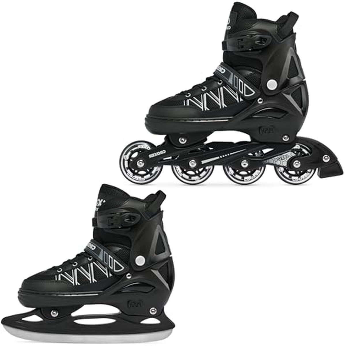Inline skates met schaatsen Rolschaatsen schaatsen Sport en recreatie 2-in-1 ombouwbaar 42-45 Zwart