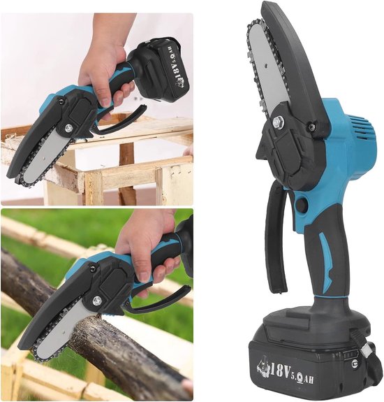 Elektrische Mini Kettingzaag - Handsnoeischaar Tuin - Snel Tuinonderhoud - Lichtgewicht Ergonomisch - 34x16x12 cm - Grijs — afbeelding 2