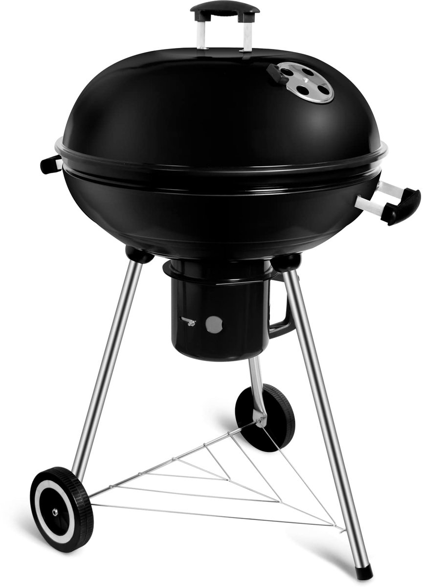 SnelShoppen - Houtskool-kogelbarbecue met deksel, ronde grill 57 cm - Perfect voor tuin, camping en feest - Gebruiksvriendelijk en duurzaam