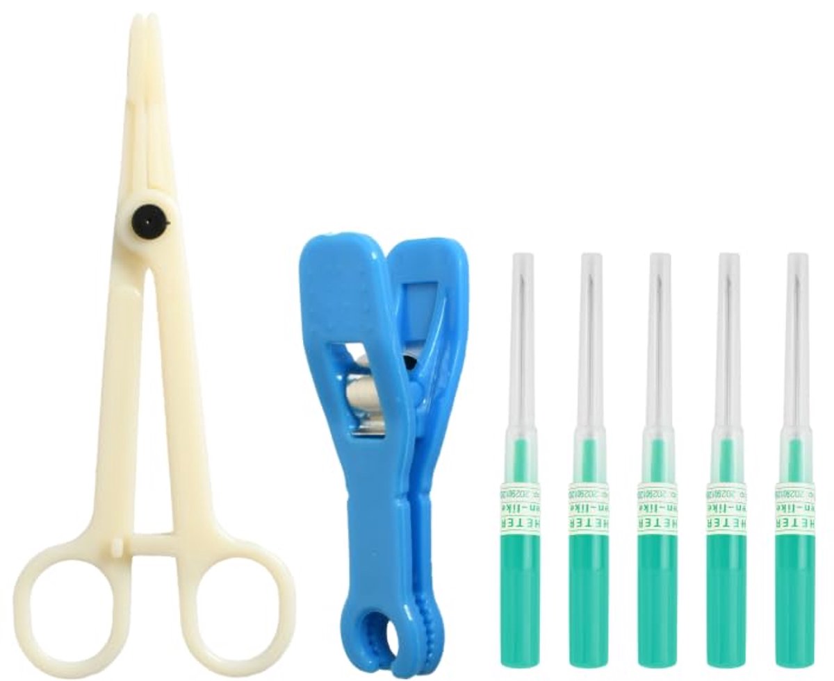 Dailygoods - 7-Delige Cateter Piercingset met Ronde Tang en Openingstang