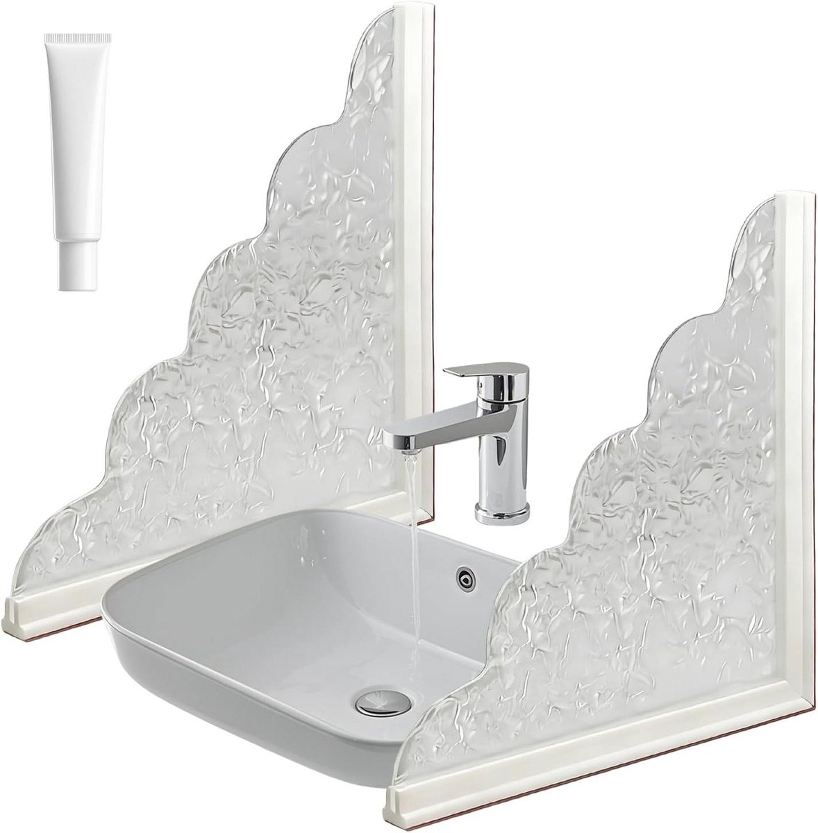 Badkuip Spatbeschermer - Waterkering Bad - Badkamer Droog Houden - Snel Afvoersysteem - 24 cm - Wit