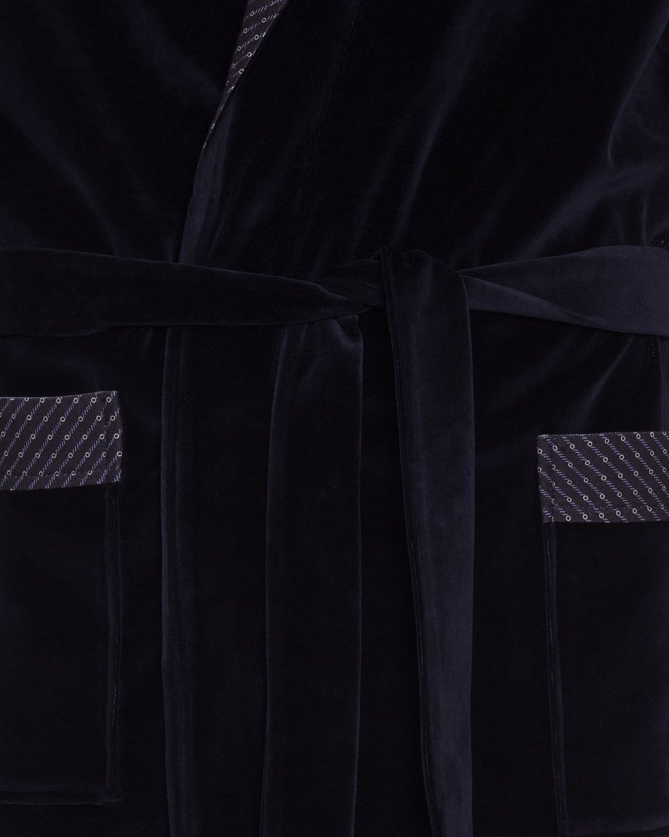 SnelShoppen - Revise Badjas voor Heren, Donkerblauw Ochtendjas van 80% Katoen, Maat 4XL, Comfortabele Badjas voor Thuis en Wellness, Perfect voor Rela