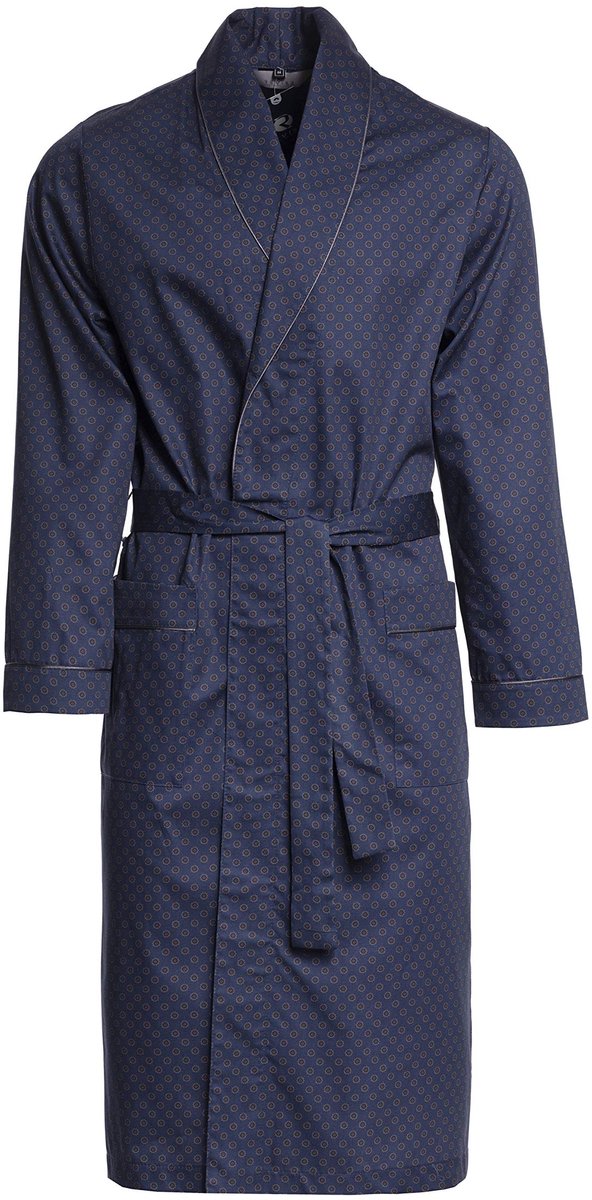 SnelShoppen - Donkerblauwe Ochtendjas voor Heren - Elegante 100% Katoen Badjas - Maat 4XL - Perfect voor Thuis en Ontspanning