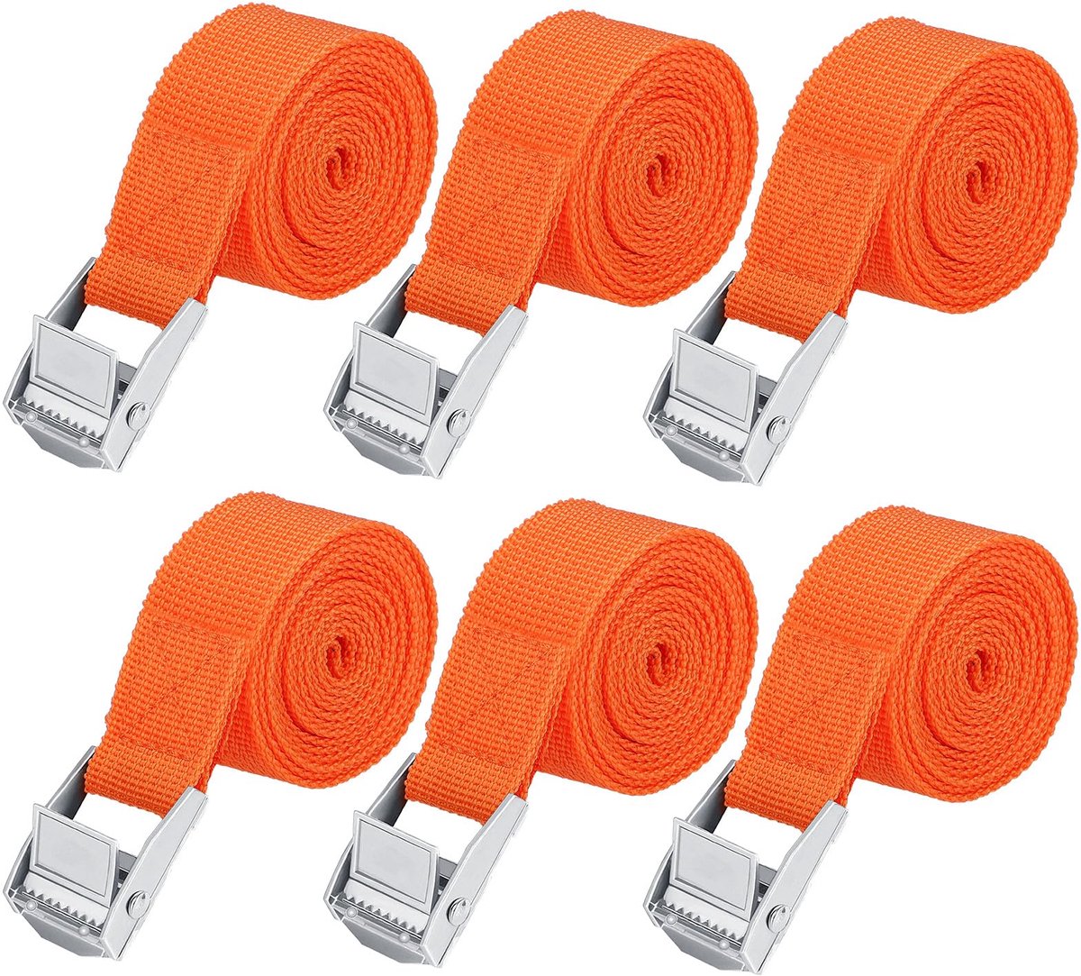 Dailygoods - 6 Stuks Verstelbare Lashing Straps van 50 cm - Roestvrije Bevestigingsbanden
