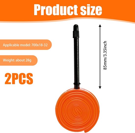 Fietspomp Binnenband - Fietsband Binnenband - Fietsreparatie Onderweg - Lichtgewicht TPU Materiaal - 700x18-32c - Oranje — afbeelding 3