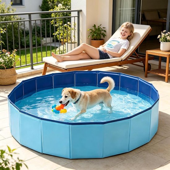 Klein kinderbadje, 120 x 30 cm, antislip, opvouwbaar, draagbaar wastafel, antislip hondenbadkuip, voor terras, binnenplaats, badkamer, buiten, huis, kinderen, puppy's, katten van Klein — afbeelding 3