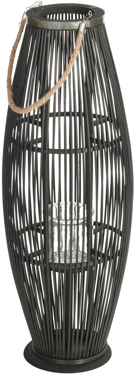 Bamboe Lantaarn met Handvat - 80 cm Zwart