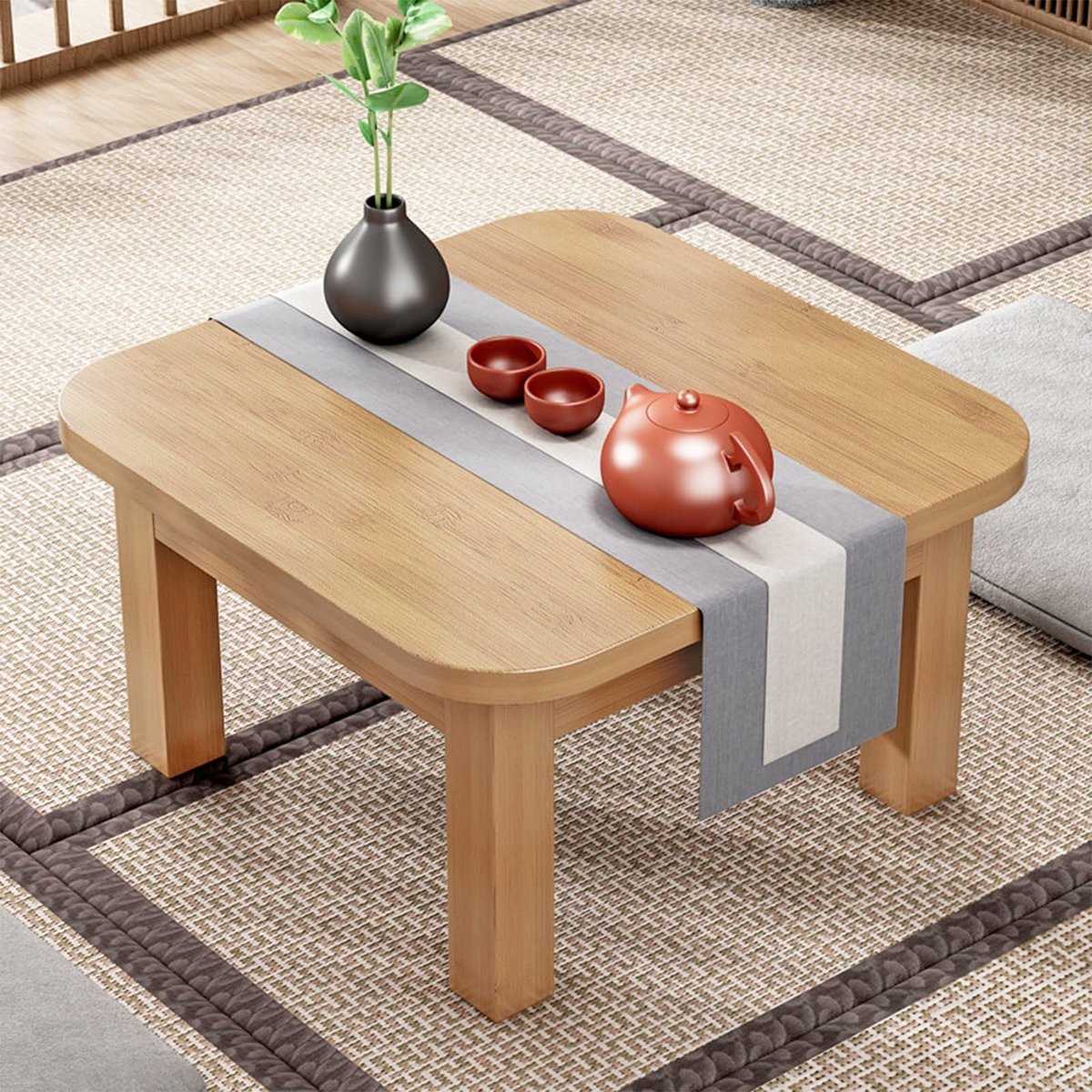 Japanse Tatami-tafel - Minimalistische Meditatietafel - Bruin