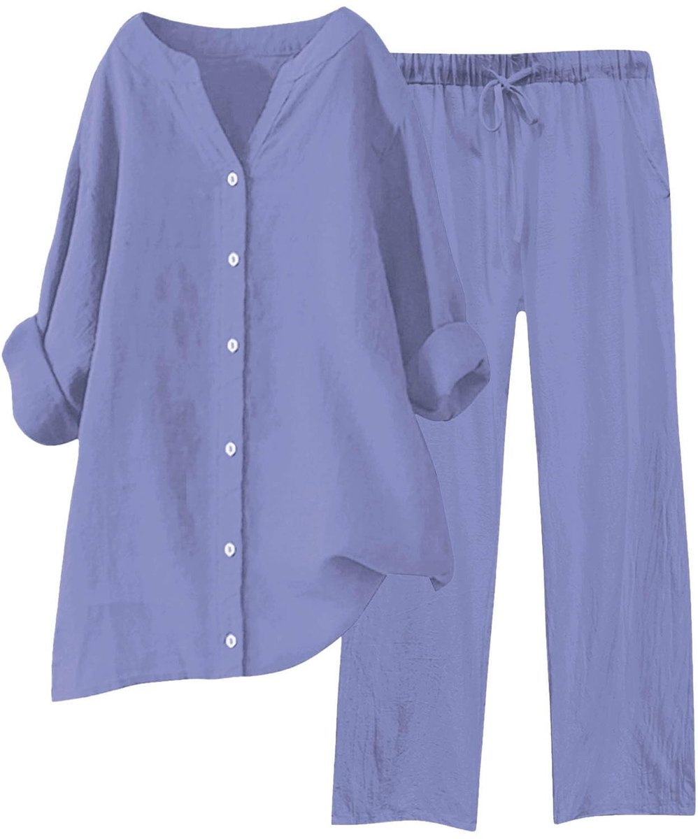 Luchtige Zomer Muslin Set voor Vrouwen - Lichtblauw