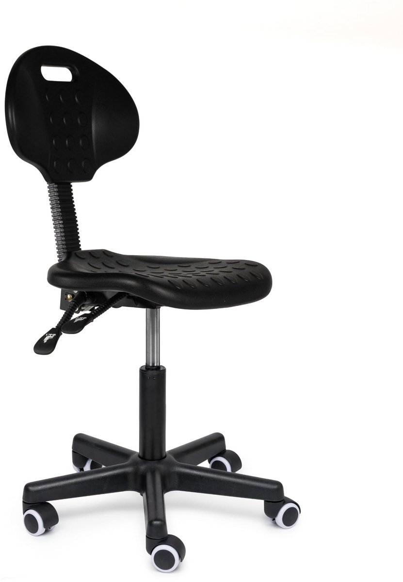 Werkstoel met Voetsteun - Zwart - Laag (40-57cm)