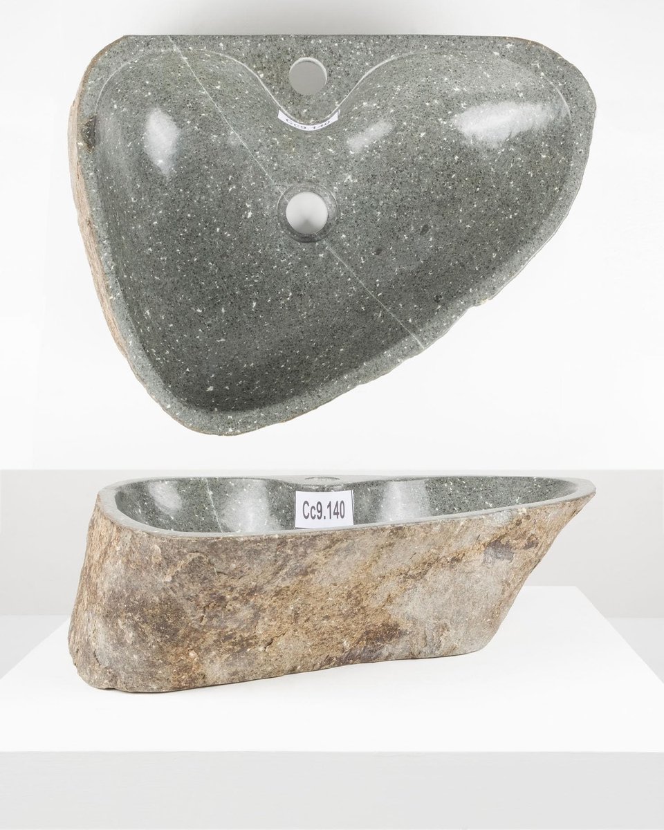 Ronde Wastafel van Natuursteen - 50 cm met Kraangat