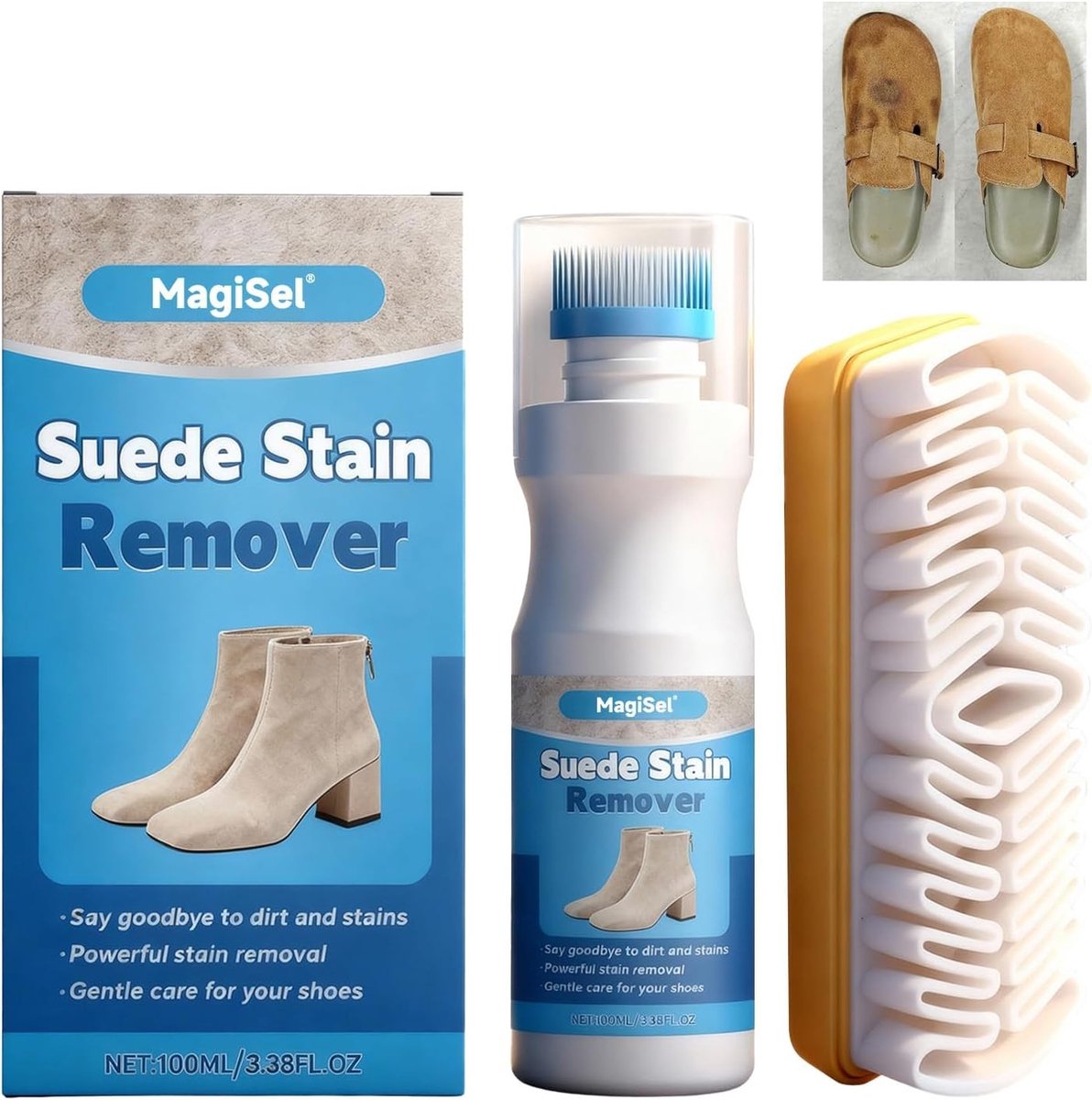 Complete Reinigingsset voor Suède en Leer - Schoenreiniger, Schoenpoets en Borstels voor Optimale Zorg van Suède, Nubuck en Glad Leer - 100 ml