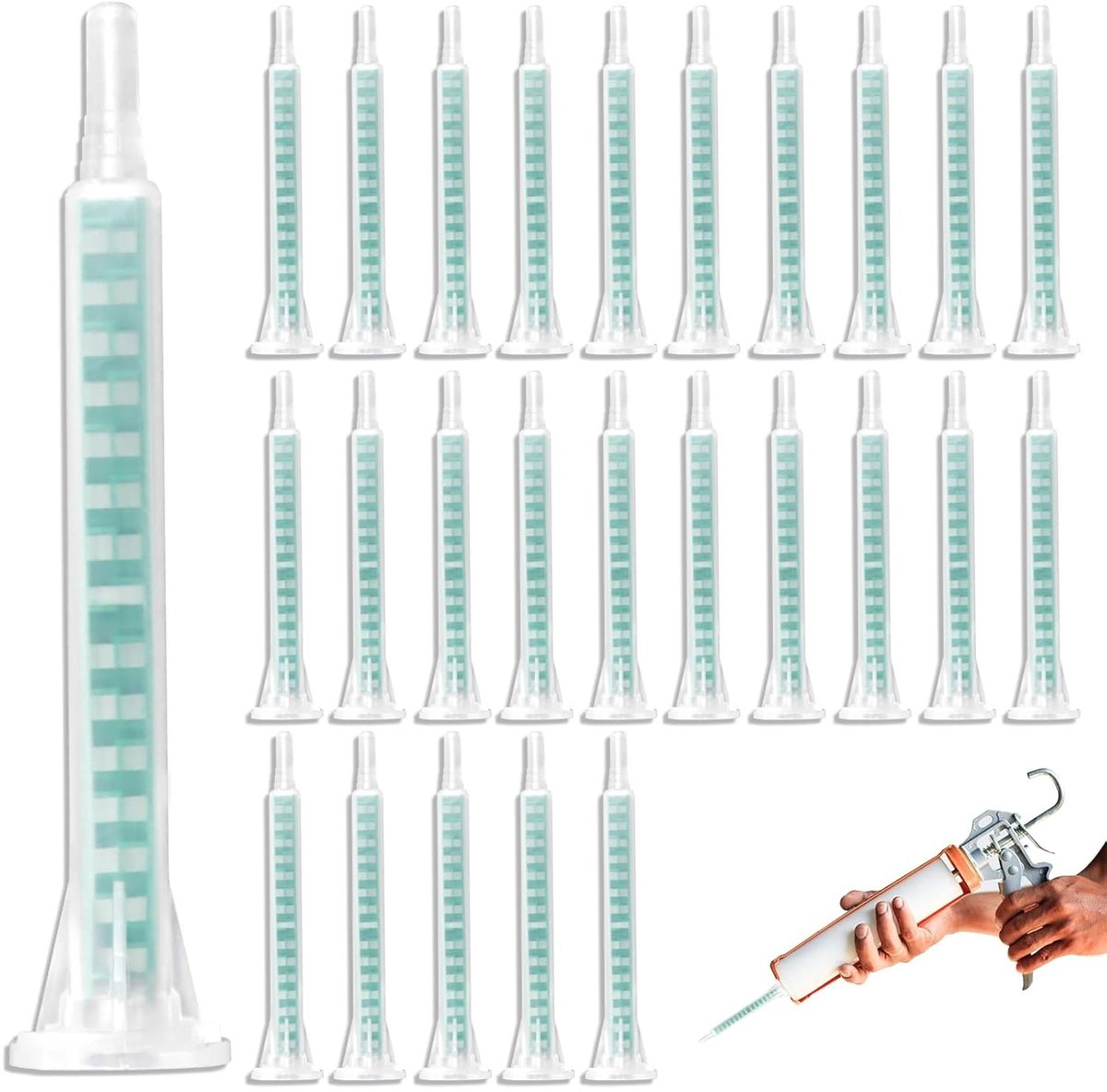 50 stuks statische mixers voor 2K lijm, epoxy mengpijp, mengtips voor AB-lijm en precisie toepassingen