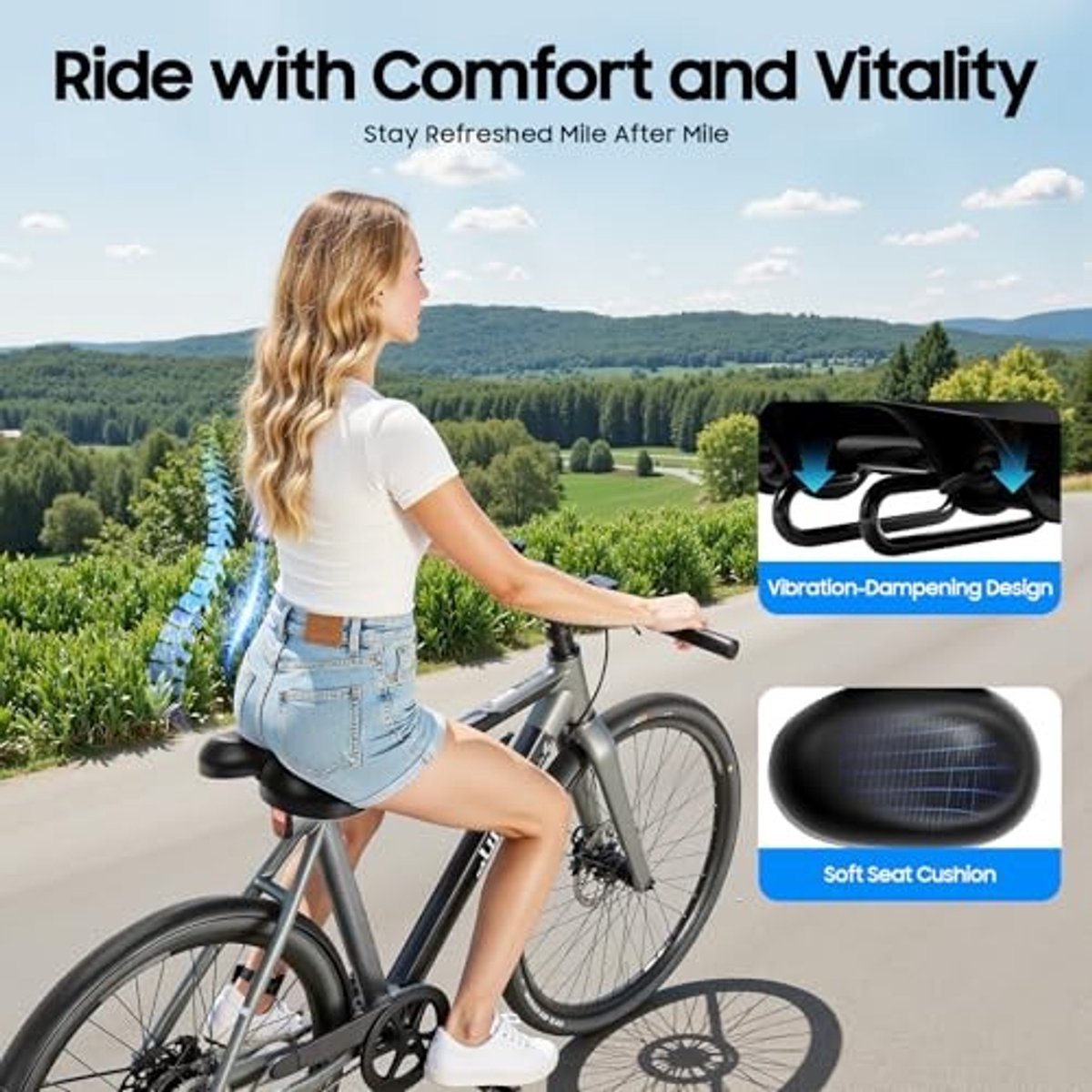 Fietszadel zonder neus - Comfortabel en verstelbaar - Zwart