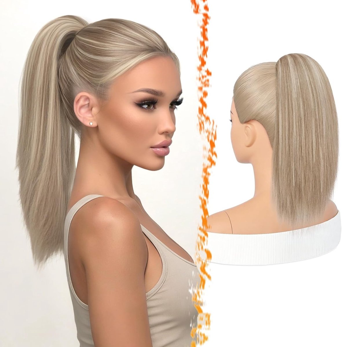 Korte Stevige Ponytail Extensions 40cm - Rechte Blonde Haarstuk voor Cheerleading en Dagelijks Gebruik