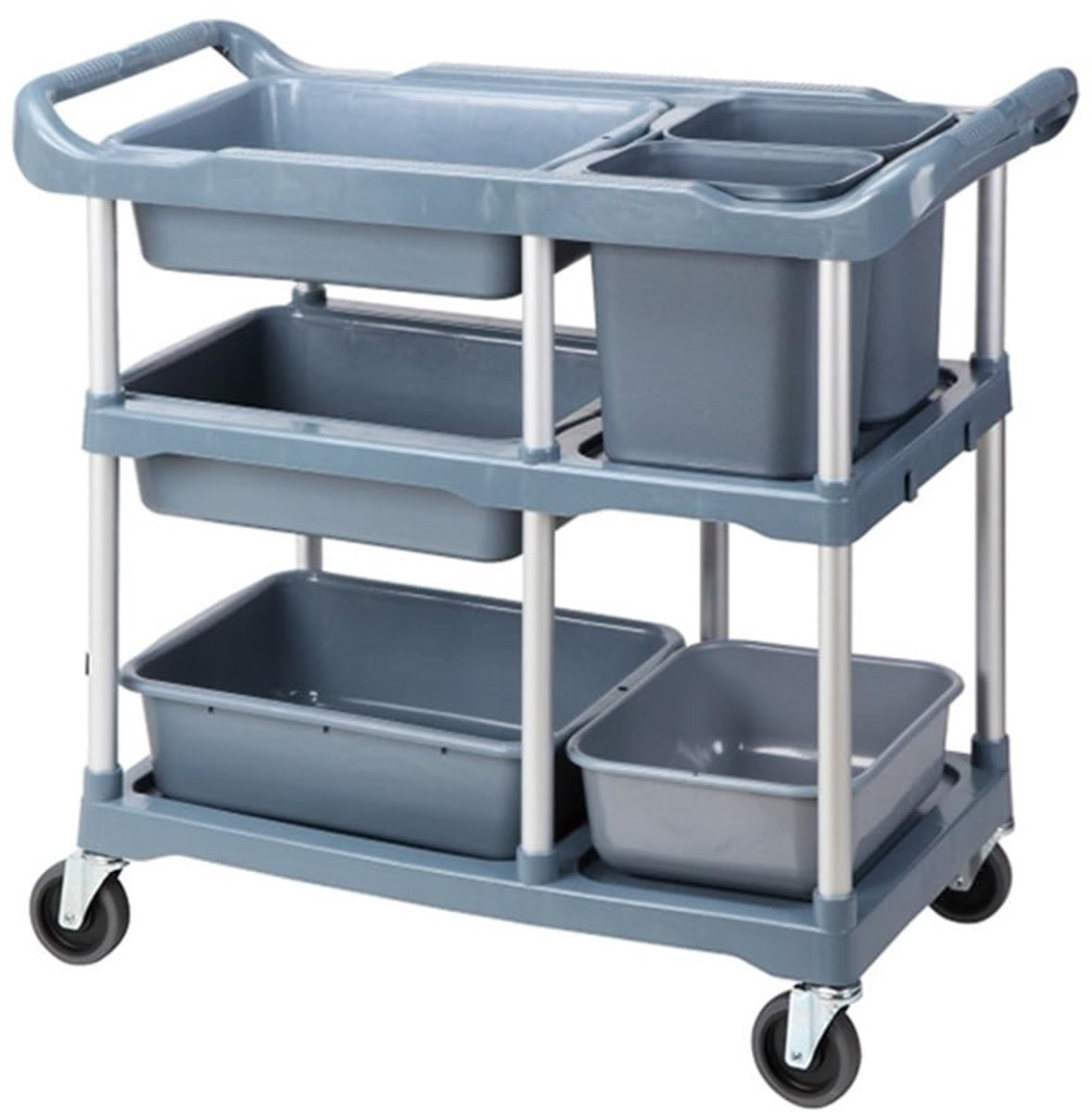 Keuken Serveertrolley - 3 Laags met Afneembare Tray - Grijs