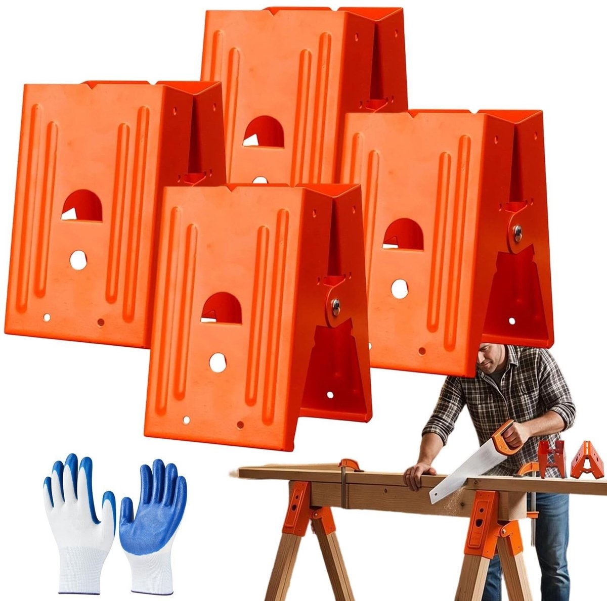 Zware Zaagbokbeugel met Neerhoudklem - Voor 2x4 Hout