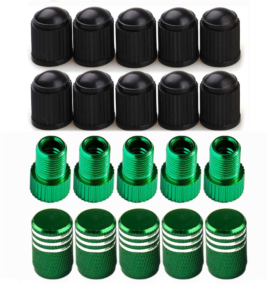 Presta naar Schrader Adapters Set - Universeel voor Fietsen en Auto's - Groen