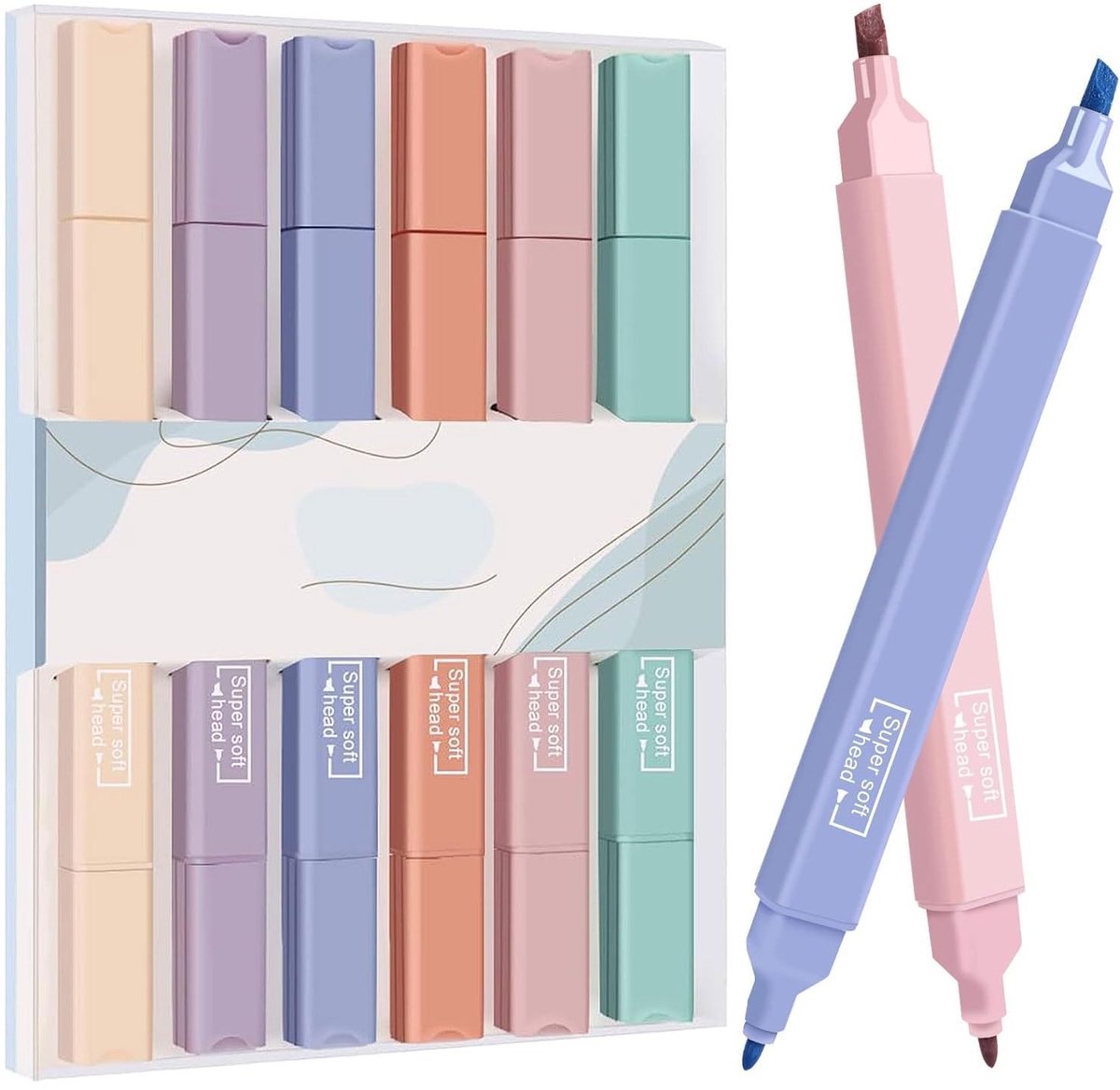 Set van 6 Pastel Markers - Waterdicht en Geen Doorlekken