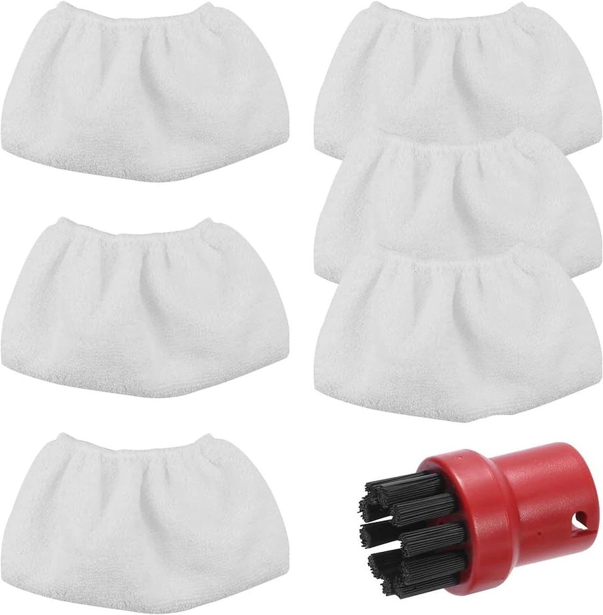 7-delige accessoires set voor stoomreiniger met 6 microvezeldoeken en 1 ronde borstel - Geschikt voor diverse stoomreinigers, vervangingsonderdelen en schoonmaakaccessoires