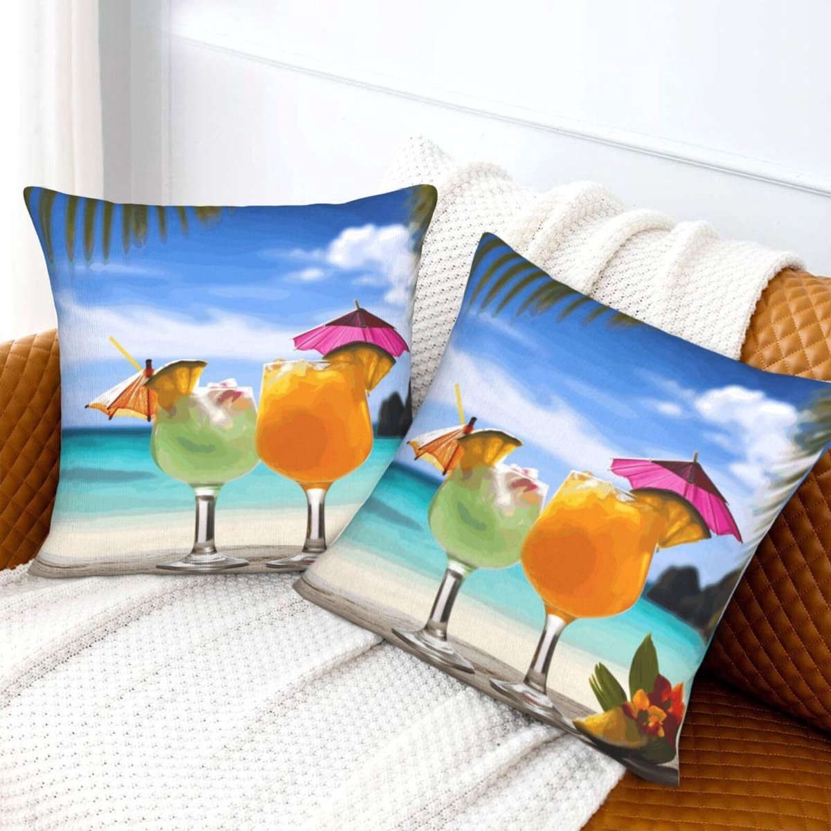 Decoratieve Kussenhoezen - Tropische Strand Drank - 55,9 x 55,9 cm