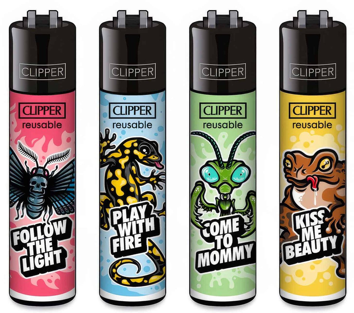 Clipper Classic Large Aanstekers "Animal Slogans" (4 Stuks)