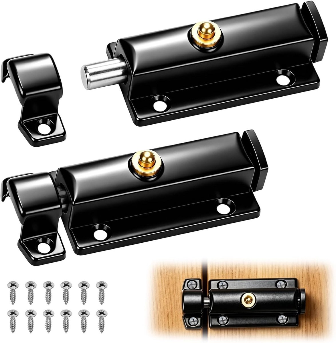 2 Stuks Automatische Deursluiting voor Schuifpoorten - RVS Bolt Lock voor Tuinpoort en Raamveiligheid