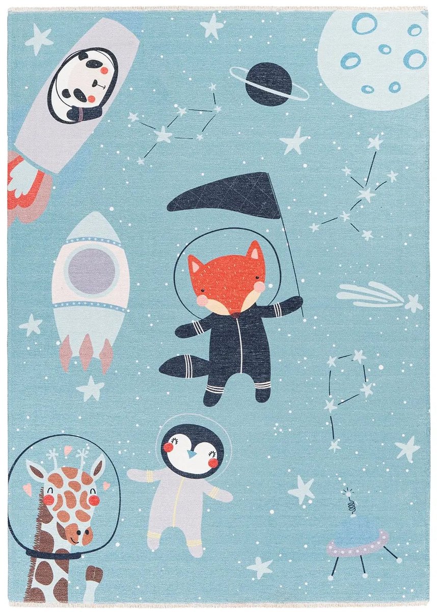 Dutch XXL Kindervloerkleed | Tapijt | Joanna | Ruimte | Blauw | 115x170 cm