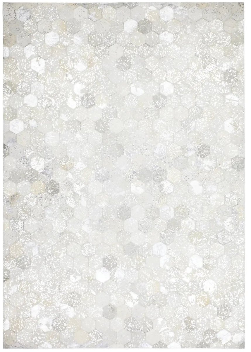 Dutch XXL Leren Vloerkleed | Tapijt | Spark | Hexagon | Grijs/Zilver | 80x150 cm Grijs / Zilver