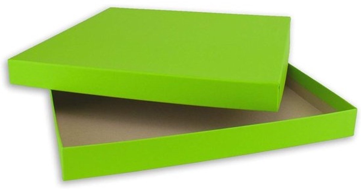 Vierkante Opbergdozen - Geschenkdozen Archiefdozen - Spullen Opbergen - Stabiel Karton - 24 x 24 x 2.5 cm - Lichtgroen